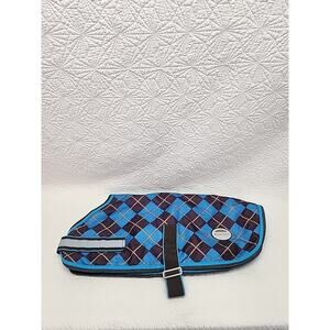 weatherbeeta dog coat Blue Brown Plaid Quilted Size 24" Adjustable Waterproof